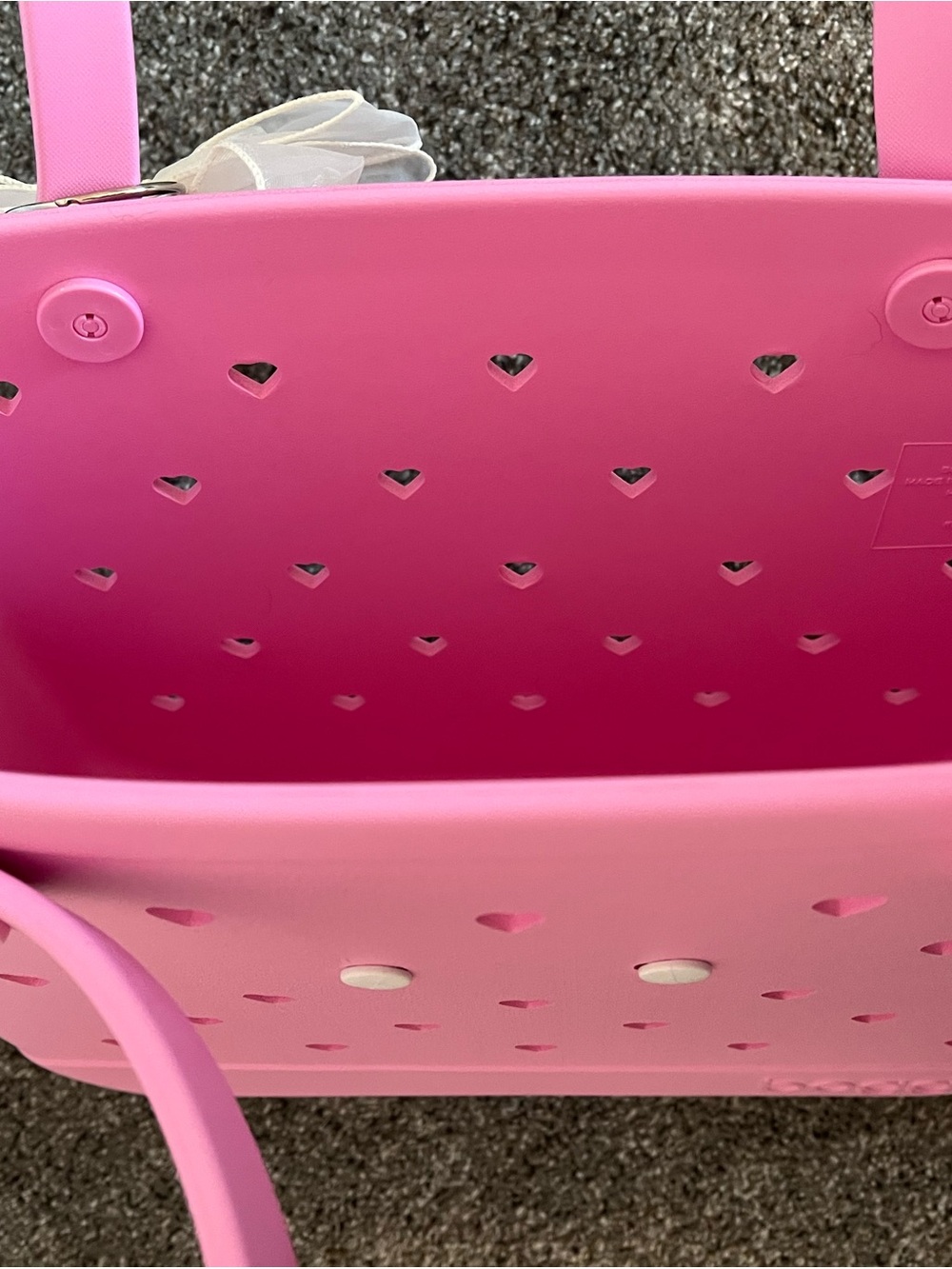 BOGG BAG Pink Taffy Cut Out Hearts Tote with Sheer Bow and Pearl Accents💕 - Picture 3 of 7